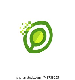 Micro Leaf Pixel Digital Technology Logo Vector Design