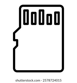 Micro Memory Card Vector Line Icon Design