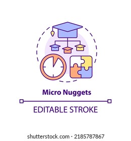 Micro Nuggets Concept Icon. Microlearning Example Abstract Idea Thin Line Illustration. Bite Size Chunks Of Knowledge. Isolated Outline Drawing. Editable Stroke. Arial, Myriad Pro-Bold Fonts Used