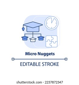 Micro nuggets light blue concept icon. Microlearning example abstract idea thin line illustration. Bite size chunks. Isolated outline drawing. Editable stroke. Arial, Myriad Pro-Bold fonts used