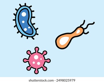 Micro organism virus bacteria illustrations