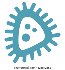 Micro Parasite vector icon. Style is flat symbol, cyan color, rounded angles, white background.