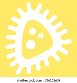 Micro Parasite vector icon. Style is flat symbol, white color, rounded angles, yellow background.