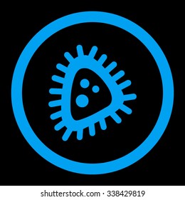 Micro Parasite vector icon. Style is flat rounded symbol, blue color, rounded angles, black background.