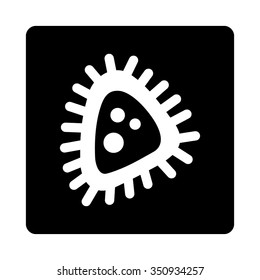 Micro Parasite vector icon. Style is flat rounded square button, white and black colors, white background.