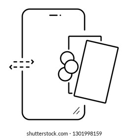Micro payment. Vector outline icon isolated on white background.