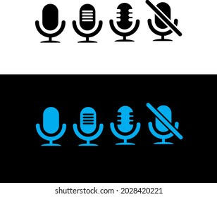 Juego de iconos de micro teléfono. Conjunto de micrófono móvil y web. vector