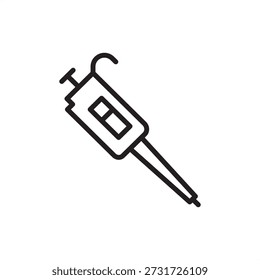 Mikropipettensymbol. Präzision im Labor und Handhabung von Flüssigkeiten, die Mikropipettoren, die Messung von Mikrolitern, pharmazeutische Forschung, Werkzeuge für die Molekularbiologie und den Transfer steriler Reagenzien darstellen.
