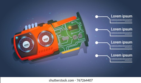 Micro Processor Computer Chip Motherboard System Banner With Copy Space Flat Vector Illustration