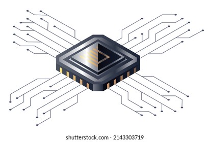 Microprocesador. Chip digital de motherboard. Procesador central de computadoras concepto de CPU.Procesador de microchip digital futurista