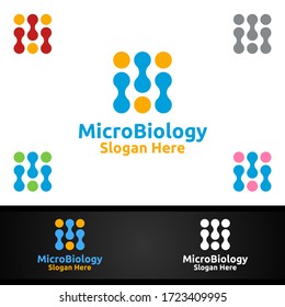 Micro Science and Research Lab Logo for Microbiology, Biotechnology, Chemistry, or Education Design Concept