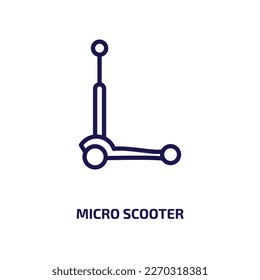 micro scooter icon from transportation collection. Thin linear micro scooter, ride, bike outline icon isolated on white background. Line vector micro scooter sign, symbol for web and mobile