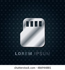 Micro SD 3D Silver/Platinum/Steel Metallic Premium Icon / Logo Design