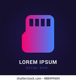 Micro SD Blue & Red colorful gradient attractive bright material Icon / Logo Design