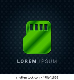 Micro SD Bright Green chromium precious metallic 3D Icon / Logo Design