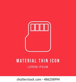 Micro SD Bright red material designed line thin flat icon / logo