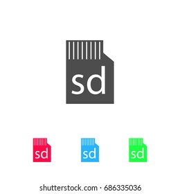Micro sd card icon flat. Color pictogram on white background. Vector illustration symbol and bonus icons