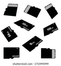 Micro sd card Icon Isolated on White Background