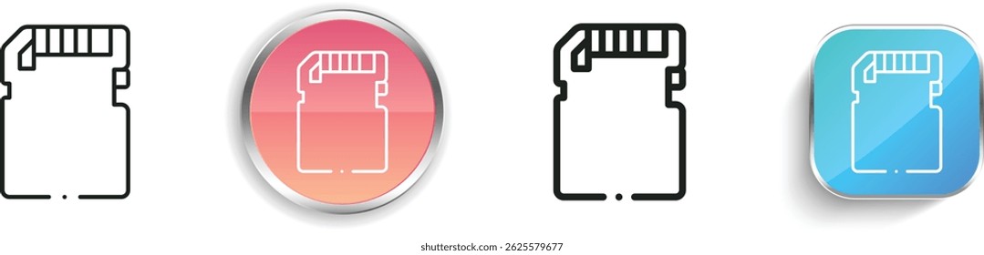 ícone do cartão micro sd. Design fino, linear, regular e estilo botão isolado no fundo branco