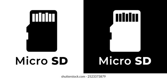 Iconos micro de la tarjeta SD que se muestran en formatos en blanco y negro para los propósitos de la Identificación del dispositivo de almacenamiento