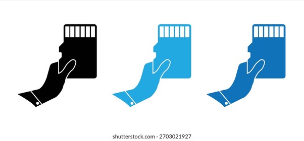 Micro SD card or TF card icon set for technology apps and websites, vector illustration