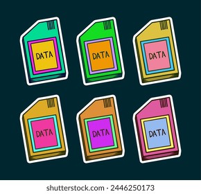 Micro Sd Doodle Sticker Illustration with Retro Style