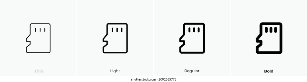 micro sd icon. Thin, Light Regular And Bold style design isolated on white background