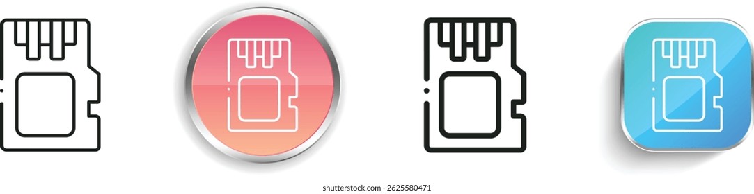 ícone micro sd. Design fino, linear, regular e estilo botão isolado no fundo branco