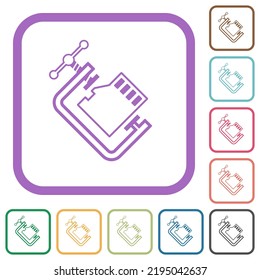 Micro sd memory card compress outline simple icons in color rounded square frames on white background