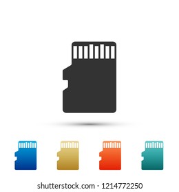 Micro SD memory card icon isolated on white background. Set elements in colored icons. Flat design. Vector Illustration