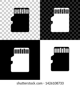 Micro SD memory card icon isolated on black, white and transparent background. Vector Illustration