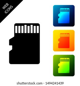 Micro SD memory card icon isolated. Set icons colorful square buttons. Vector Illustration