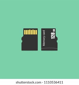 Micro SD memory card. Vector illustration in flat style