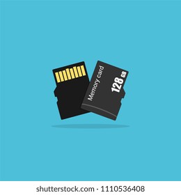 Micro SD memory cards. Vector illustration in flat style
