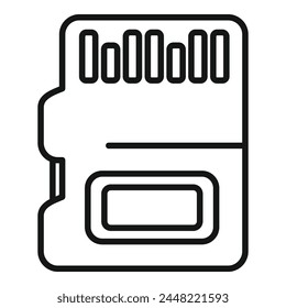 Micro sd icono de almacenamiento Vector de contorno. Almacenamiento digital. Obturador ssd de estado sólido