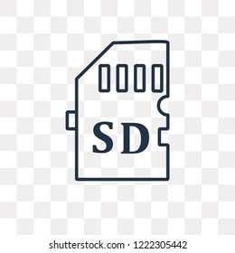 Micro sd vector outline icon isolated on transparent background, high quality linear Micro sd transparency concept can be used web and mobile
