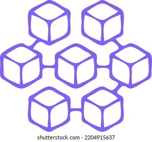 Micro Services Framework Vector Art Made With Cubes Getting Connecting In Purple Colour