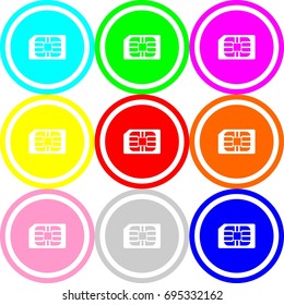 Micro sim icon , circle sign design with different colors