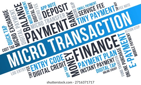 Micro Transacción Word Cloud, Finanzas Digitales, pequeños pagos y Pequeños Términos de transferencia