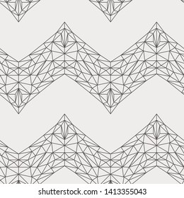 Micro Triangle Chevron Geometric Simple Line Art Deco, Brown and Cream, Black and White Shapes Tiles Mosaic Mesh Surface Seamless Repeat Vector Pattern. 