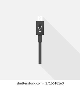 Micro-USB-Kabelanschluss, Smartphone-Ladekabel, Vektorillustration-Design von Flachsymbol auf isoliertem Hintergrund.
