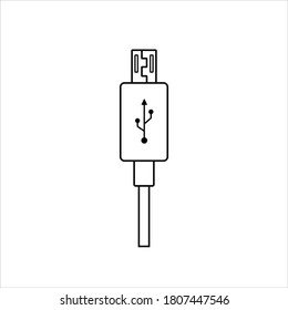 Micro USB cable icon on white background