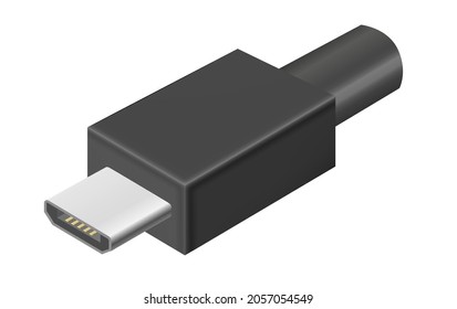 Micro-USB-Kabel-Plugs einzeln auf weißem Hintergrund