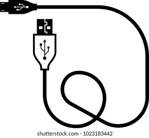 Micro Usb Cable, Usb Cable Vector Art Illustration