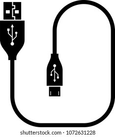 Micro Usb Cable, Usb Cable Vector Art Illustration