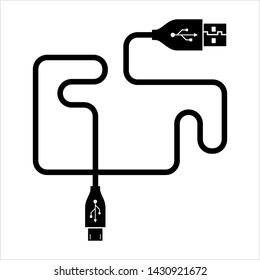 Micro Usb Cable, Usb Cable Vector Art Illustration