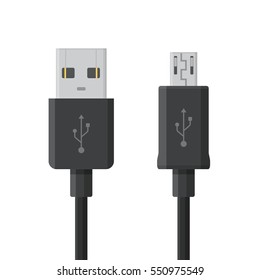 Micro USB cables. Connectors, sockets for PC and mobile devices.