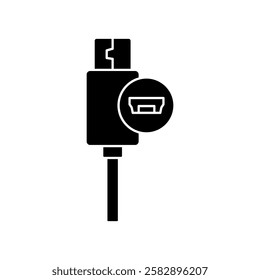 micro usb icon, simple flat style, illustration, logo sign symbol pictogram template, for ui or ux isolated on white for mobile app, editable	