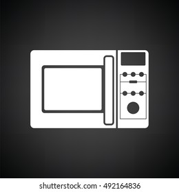 Micro wave oven icon. Black background with white. Vector illustration.