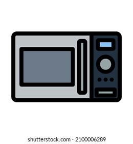Micro Wave Oven Icon. Editable Bold Outline With Color Fill Design. Vector Illustration.